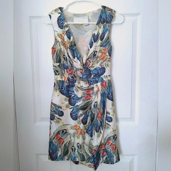 Leifsdottir Multicolor Feather Print Midi Dress - Picture 2 of 8